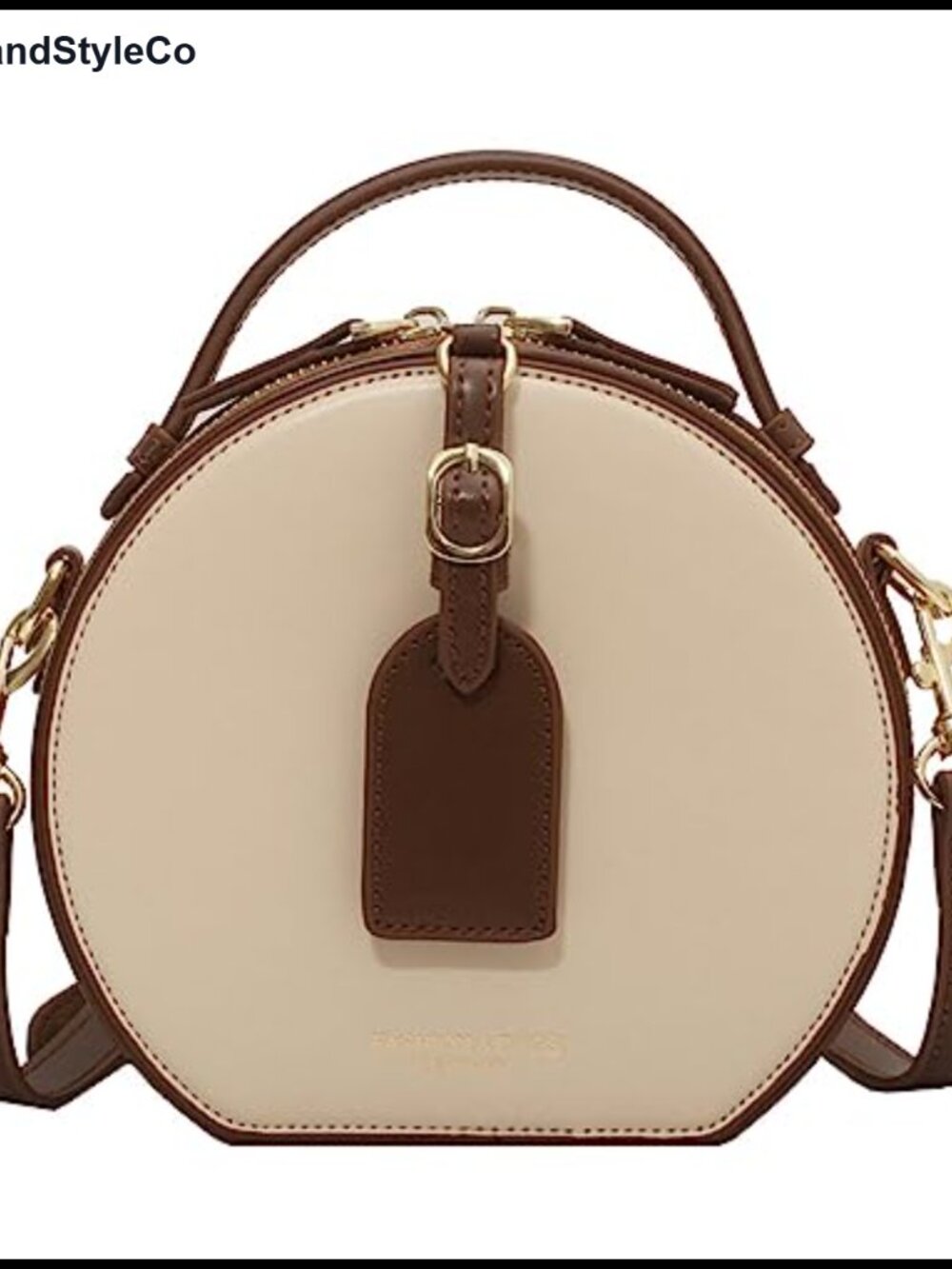 PU Leather Round Crossbody Bag Kiss Lock Clutch with 2 Straps